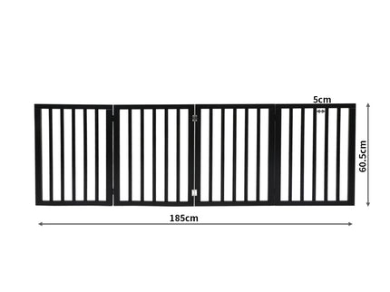 PaWz 4 Panels Wooden Pet Gate Dog Fence Black 600x 3MM-1864184510002892802