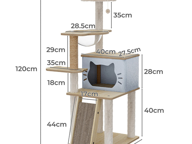 Pawz Cat Tree Tower Scratcher Wood Condo House 120cm-2006732707882733570