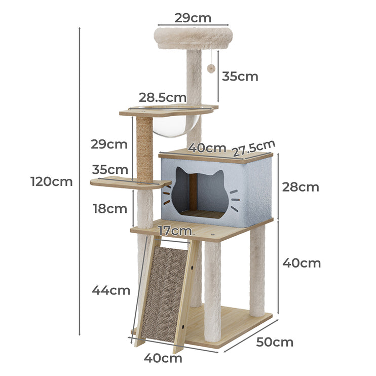 Pawz Cat Tree Tower Scratcher Wood Condo House 120cm-2006732707882733570