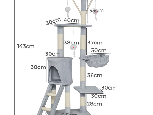 Pawz Cat Tree Scratching Post Scratcher 143cm Climbing-2018816723335122946