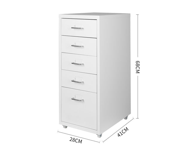 Levede 5 Drawer Office Cabinet Drawers White-1973193876470632450