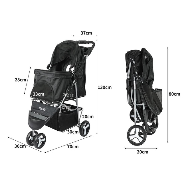 PaWz Large Pet Stroller Dog Cat Carrier Black-1954802605679054850