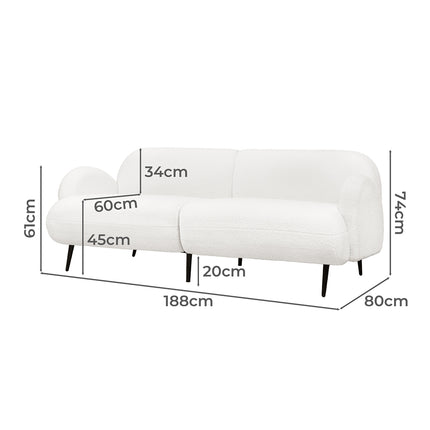 Levede Cloud Sofa 3 Seater Sherpa Fleece White-1975420389047799810