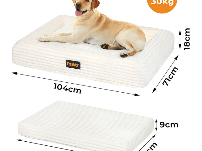 Pawz XL Size Orthopedic Dog Bed with Corduroy Removable Cover Waterproof Washable Beige-1975420347792625666