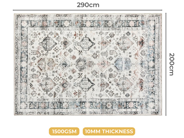 Marlow  Floor Rug Vintage Short Pile Washable Carpet Soft Plush Non Slip 200x290-1910112209736962050