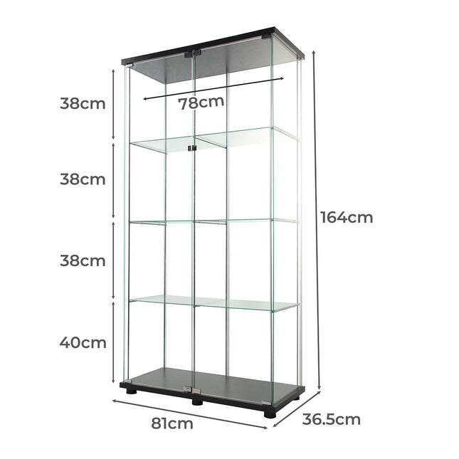 164cm Glass Display Cabinet 2 Doors-1954802343254036482