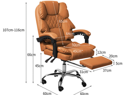 Levede Gaming Chair Office Computer Brown Footrest-1864184461999083522