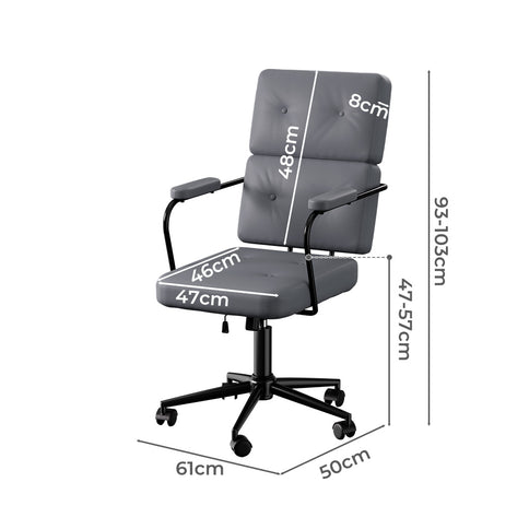 LEVEDE Ergonomic Office Chair Computer PU Grey-1910149779141300226
