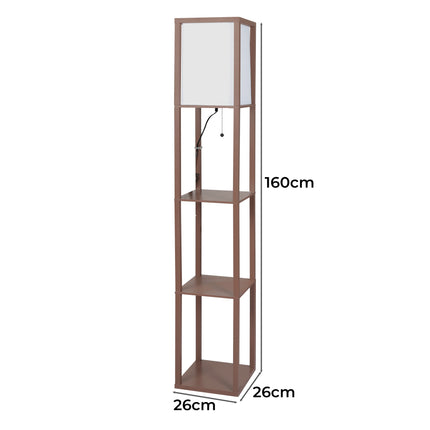 EMITTO LED Floor Lamp with Storage Shelf Brown-1973193956355346434