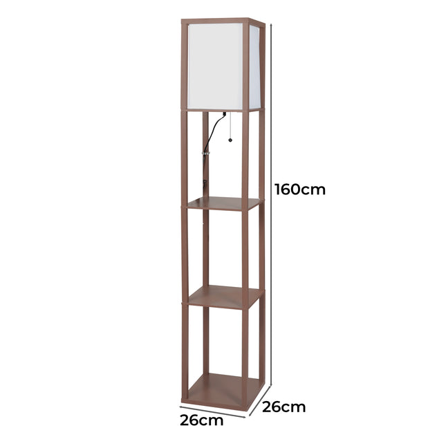EMITTO LED Floor Lamp with Storage Shelf Brown-1973193956355346434