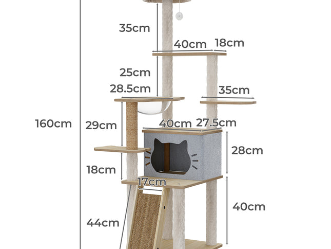 Pawz Cat Tree Tower Large Scratcher Condo House 160cm-2006732708063088642