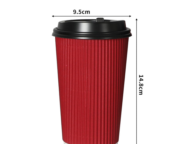 50 Pcs 16oz Disposable Takeaway Coffee Red-2018816632499081218