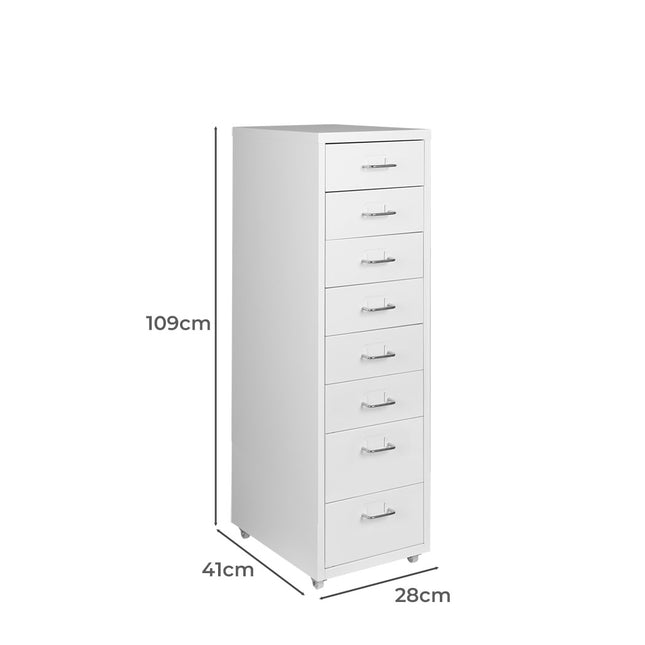 Levede Office Cabinet 8 Drawer Drawers White-1973193874033741826