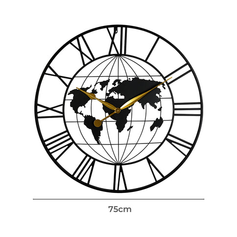 Yezi 75cm Large Wall Clock Roman Numeral Home Black-1910112274429906946