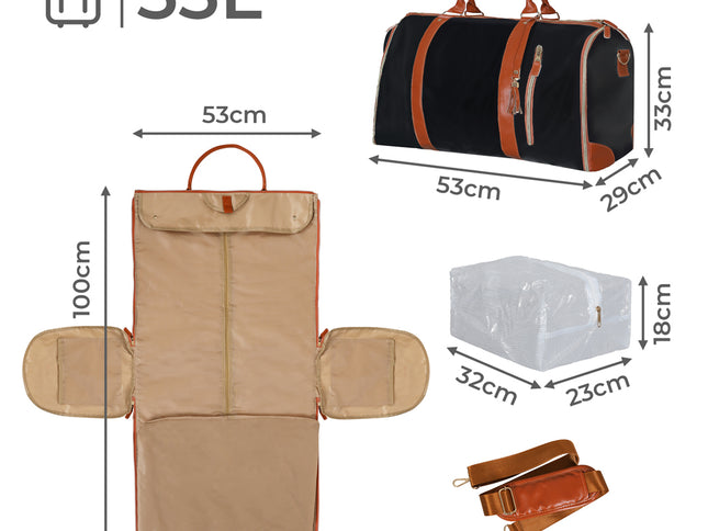 Slimbridge Garment Bags 2 in 1 Hanging Suit Bag Black-1910112274757062658