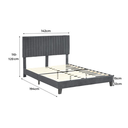 Levede Bed Frame Double Size Mattress Grey-1942353318529601538