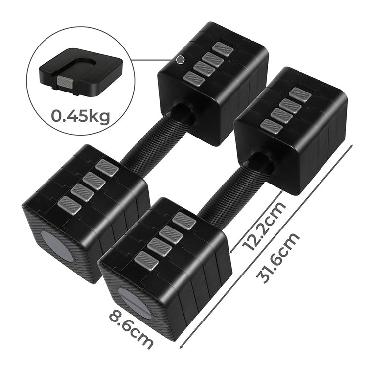 Centra A Pair 2.8KG-10KG Dumbbells Black-1973193425947856898
