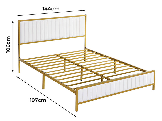 Levede Metal Bed Frame Under Bed Storage Double Beige-1975420336006631426