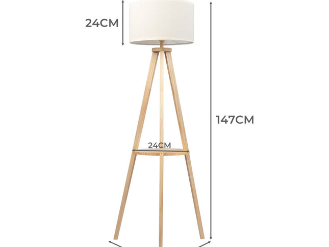 EMITTO Tripod Floor Lamp with Shelf-1864184397029314562