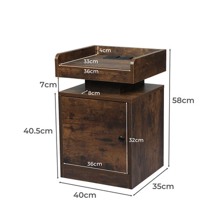 Levede Bedside Table USB Charger Outlet RGB Oak-1975420388338962434