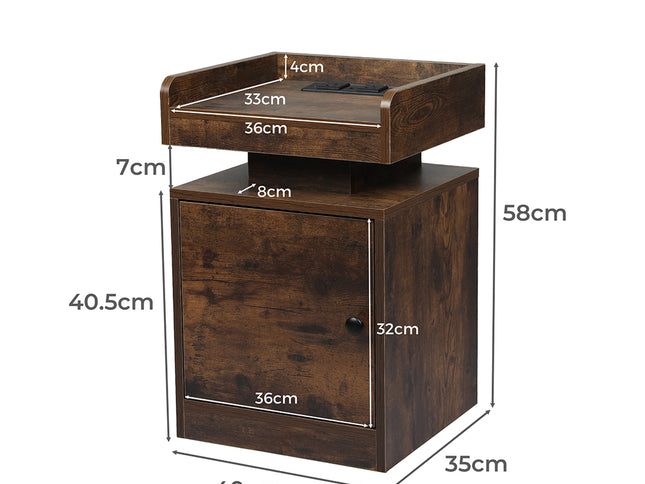 Levede Bedside Table USB Charger Outlet RGB Oak-1975420388338962434