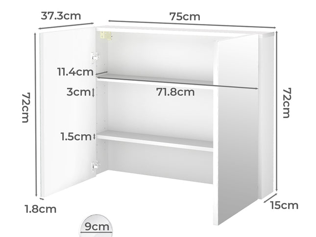 Levede Bathroom Mirror Cabinet 75CM-1950769974410874882