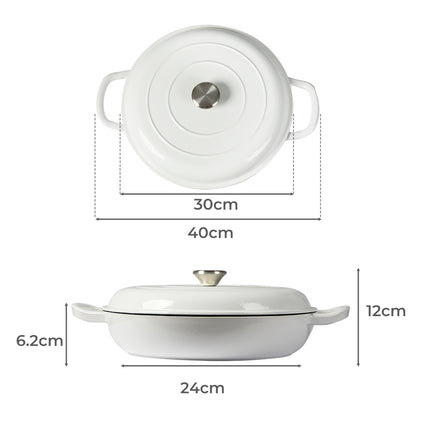 TOQUE 3.5L Enamel Dutch Oven Pan in White Colour-1973193931529261058