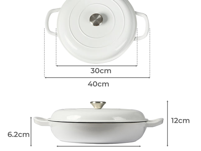 TOQUE 3.5L Enamel Dutch Oven Pan in White Colour-1973193931529261058