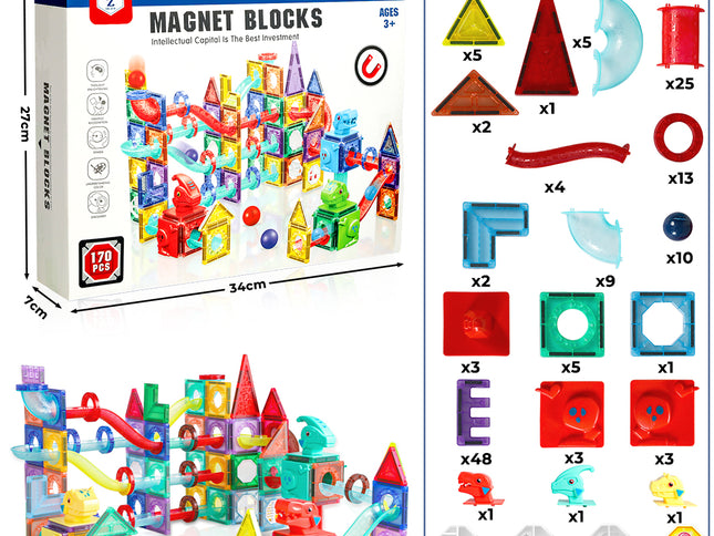 Kids Magnetic Tiles Blocks Dinosaur-1975420380797603842