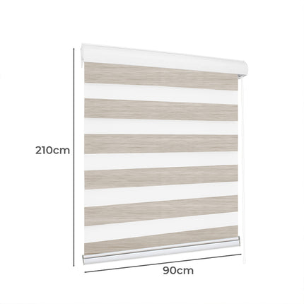Marlow Blackout Zebra Roller Blind Curtains 90x210 Beige-1973194066401300482
