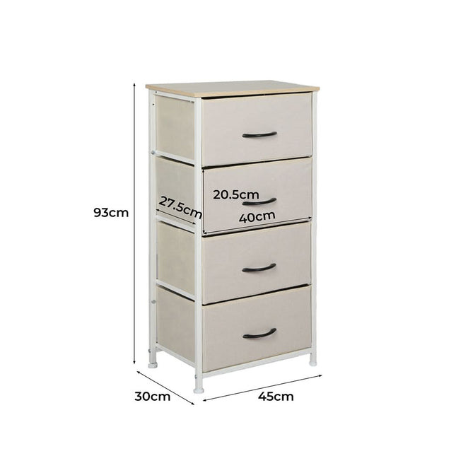 Levede Storage Cabinet Tower Chest Beige-1954802983011225602