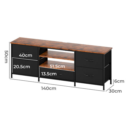Levede TV Stand Cabinet Entertainment Unit Stand 140cm 5 Drawers Storage Shelves-2029334100124504066
