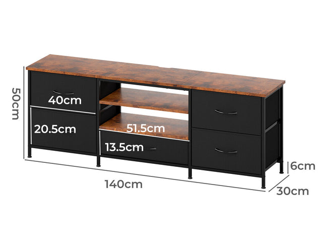 Levede TV Stand Cabinet Entertainment Unit Stand 140cm 5 Drawers Storage Shelves-2029334100124504066