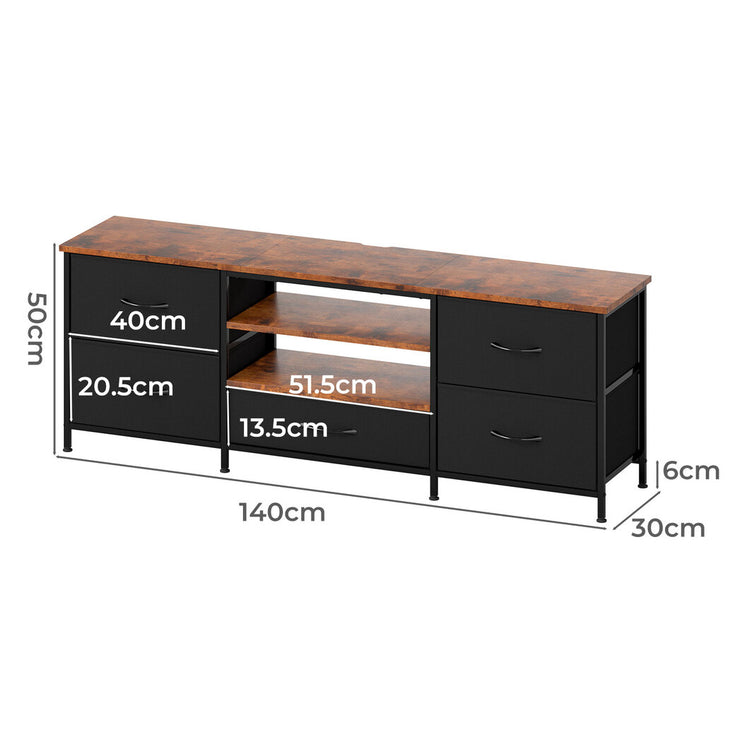 Levede TV Stand Cabinet Entertainment Unit Stand 140cm 5 Drawers Storage Shelves-2029334100124504066