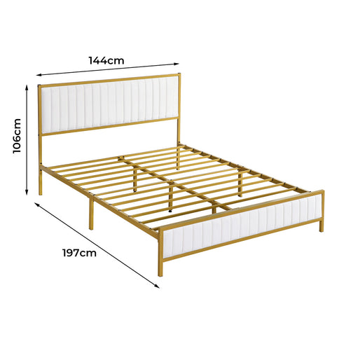 Levede Metal Bed Frame Under Bed Storage Double Beige-1910112273498771458