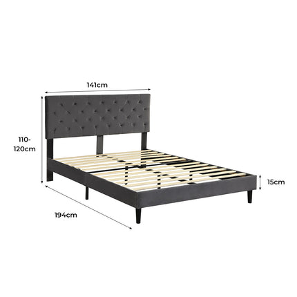 Levede Bed Frame Double Size Mattress Grey-1973194030242205698