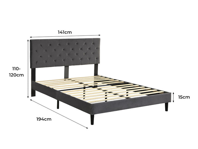 Levede Bed Frame Double Size Mattress Grey-1973194030242205698