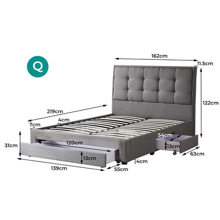Levede Storage Bed Frame Queen Size-1942353312082956290