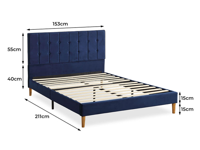 Levede Bed Frame Queen Size Mattress Blue-1973194029877301250