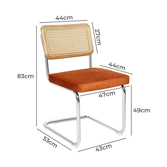 Levede 2xRattan Chair Dining Chairs Orange-1954802995946459138