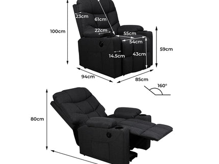 Levede Recliner Chair Electric Lift Black-1864184459591553026