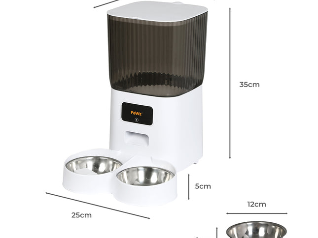 PaWz 5L Automatic Pet Feeder 2 Bowl White-1864184562561716226