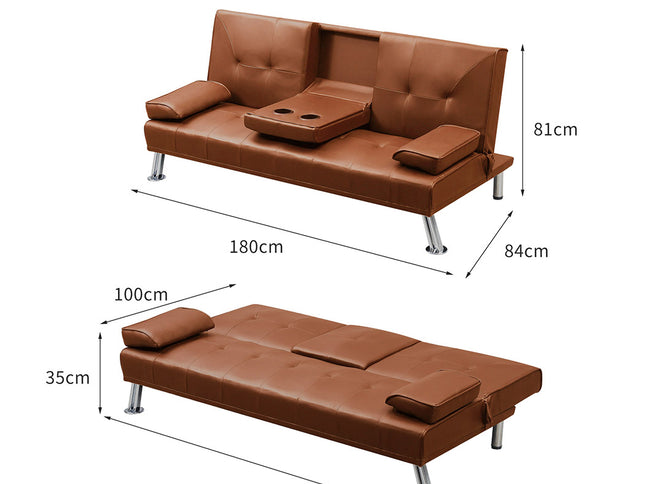 Levede Sofa Bed Adjustable Recliner Brown-1942353104498462722