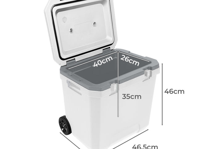 Mountview Cooler Ice Box 27L/43L Portable Chest Trolly For Camping BBQ Picnic-1954802392931373058