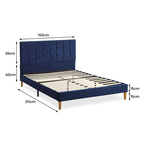 Levede Bed Frame Queen Size Mattress Blue-1910113207893233666