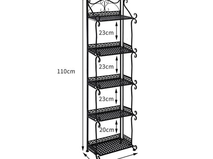 Levede Plant Stand 5 Tiers Outdoor Indoor Black-1864184722444390402