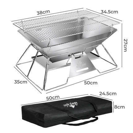 Levede Portable Folding BBQ Charcoal Grill Silver-1973193516473520130