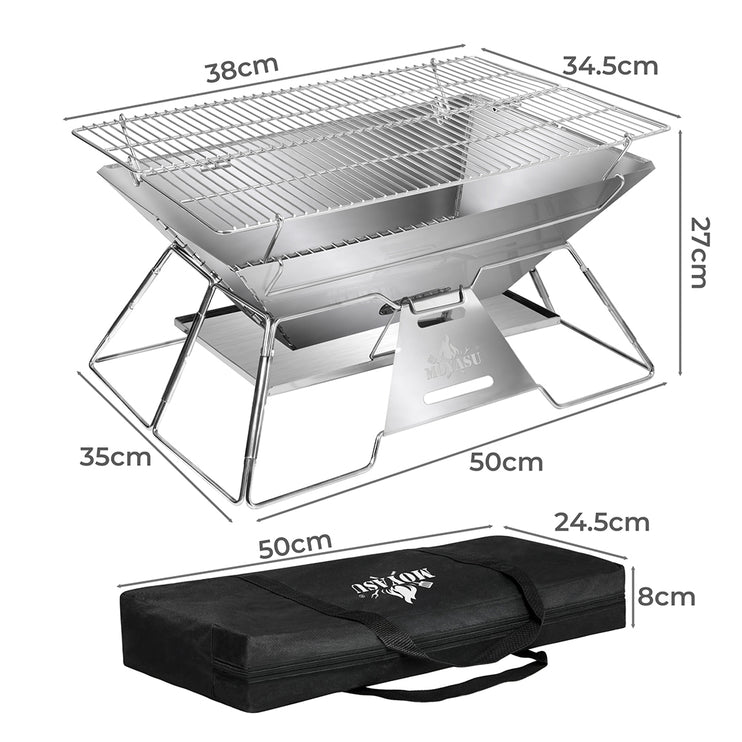 Levede Portable Folding BBQ Charcoal Grill Silver-1973193516473520130