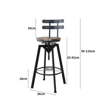 Levede 1x Bar Stool Industrial Adjustable-1975420484073951234