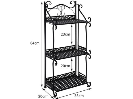 Levede Plant Stand 3 Tiers Outdoor Indoor Black-1864184721320316930